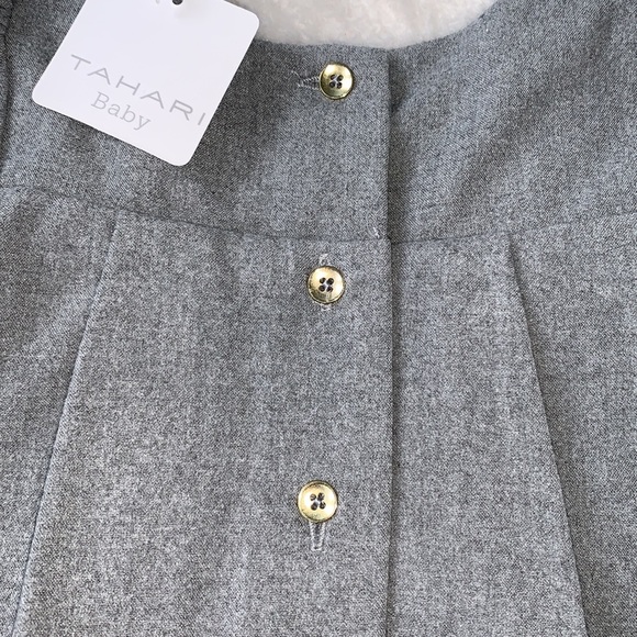 NWT Tahari Baby 3-6M Gray White & Gold Detail Dress - Picture 10 of 12